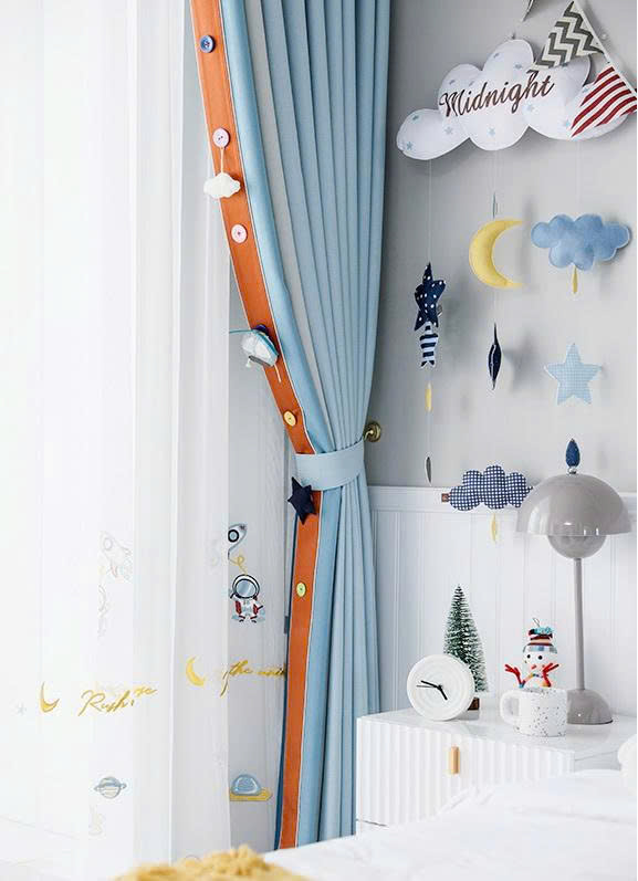 Rèm phòng bé màu xanh Rem phong be